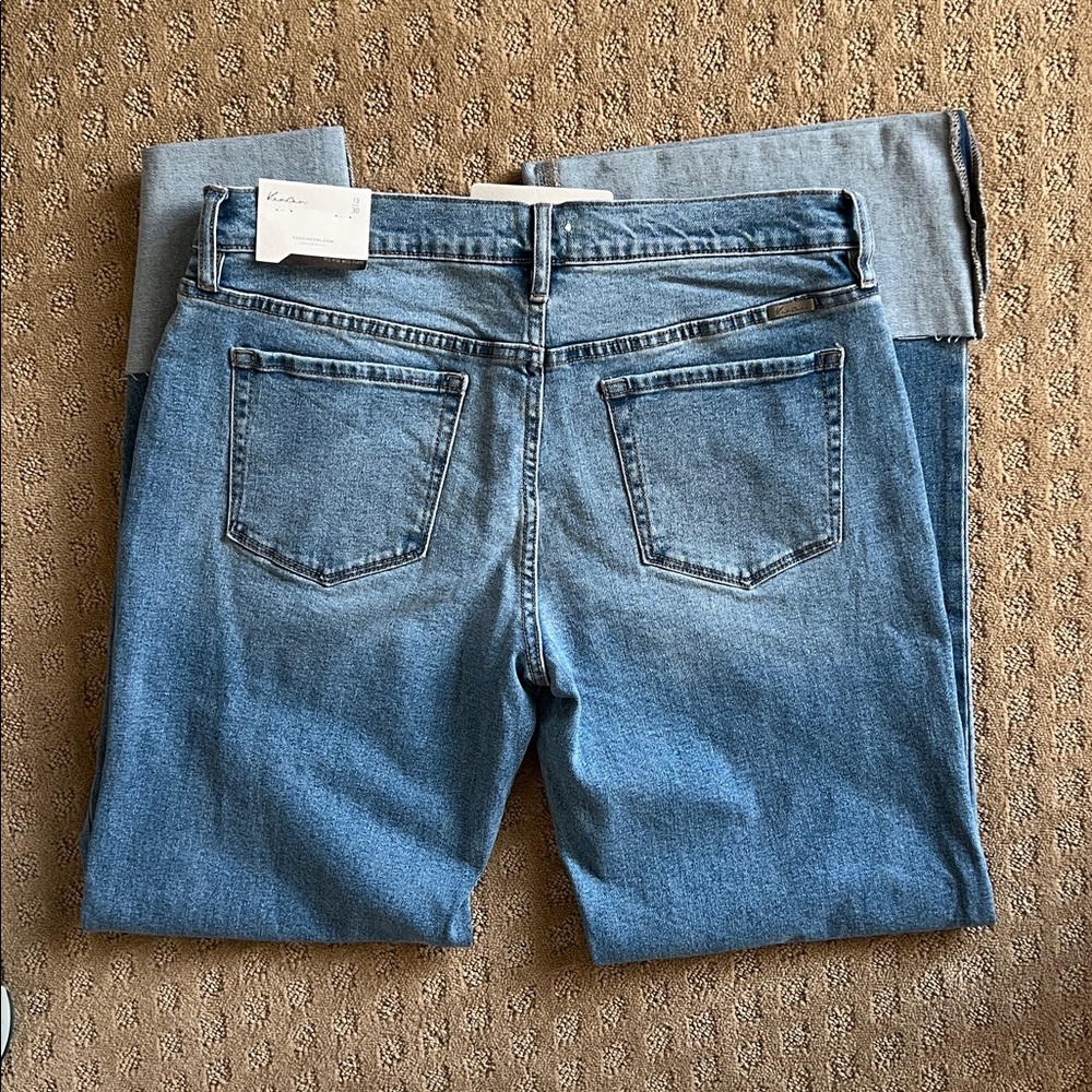 NEW Kancan Mid Rise Medium Blue Cuff Flare Denim Jean Sz 13 - Picture 5 of 8